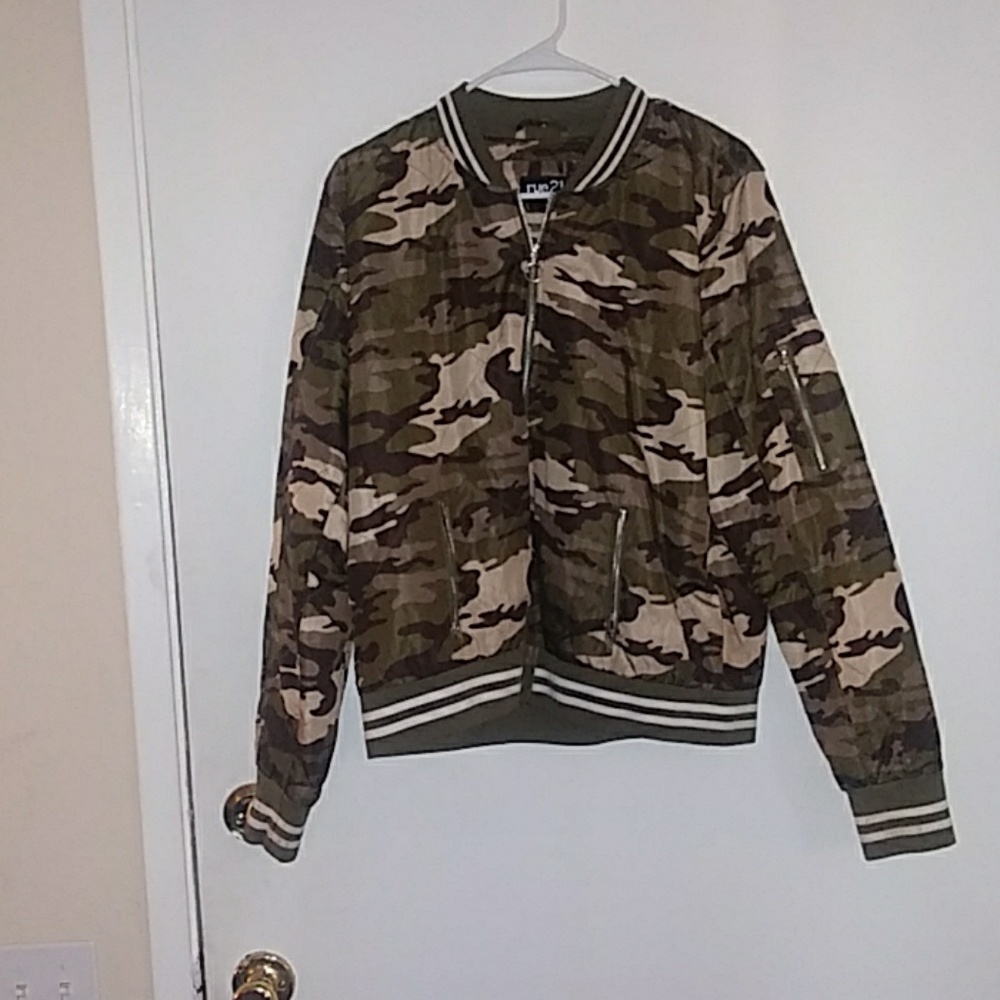 Nylon Camo Bomber Jacket